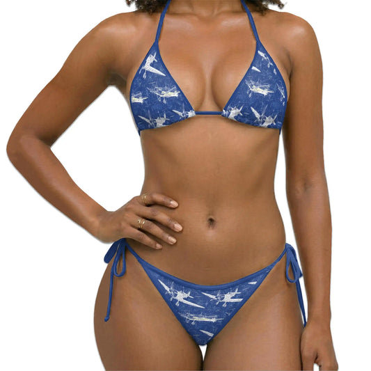 Vintage Aircraft Bikini Set for Women, Two Piece Swimsuit, Aviation Beachwear | Azhawaiian