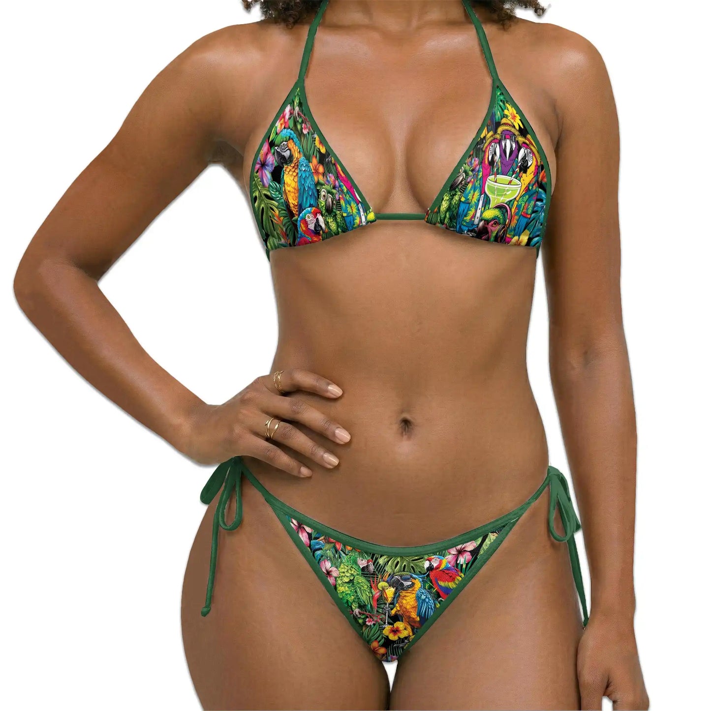Jungle Parrot Bikini Set for Women, Two Piece Swimsuit, Tropical Bird Beachwear | Azhawaiian