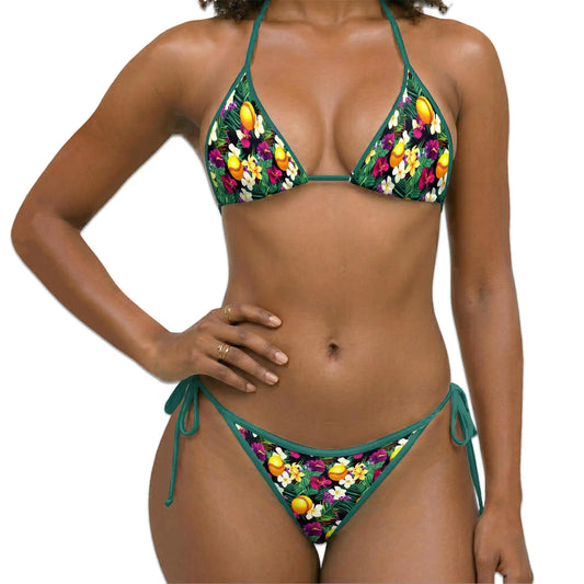 Yellow Softball Bikini Set for Women, Two Piece Swimsuit, Tropical Sports Beachwear | Azhawaiian