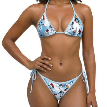Skiing Snowboarding Bikini Set for Women, Two Piece Swimsuit, Winter Sport Beachwear | Azhawaiian