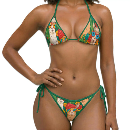 Funny Llama Bikini Set for Women, Two Piece Swimsuit, Cute Animal Beachwear | Azhawaiian