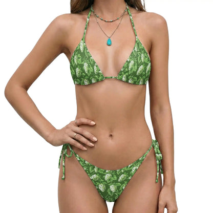 Green Hops Bikini Set for Women, Two Piece Swimsuit, Floral Beachwear | Azhawaiian
