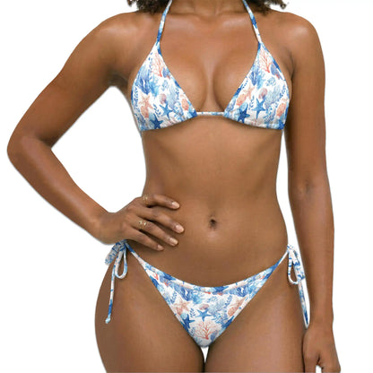 Coral Bikini Set for Women, Two Piece Swimsuit, Ocean Sea Life Beachwear | Azhawaiian