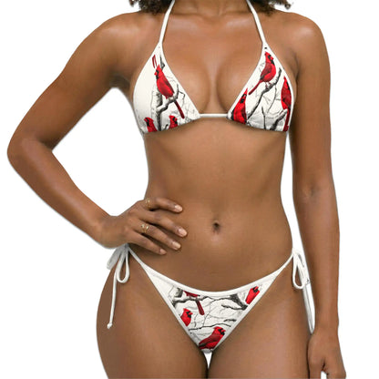Cardinal Bird Bikini Set for Women, Two Piece Swimsuit, Winter Nature Beachwear | Azhawaiian