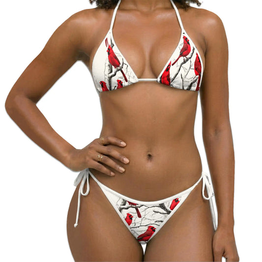 Cardinal Bird Bikini Set for Women, Two Piece Swimsuit, Winter Nature Beachwear | Azhawaiian