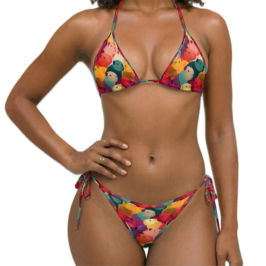 Cute Capybara Pattern Bikini Set for Women, Two Piece Swimsuit, Kawaii Animal Beachwear | Azhawaiian