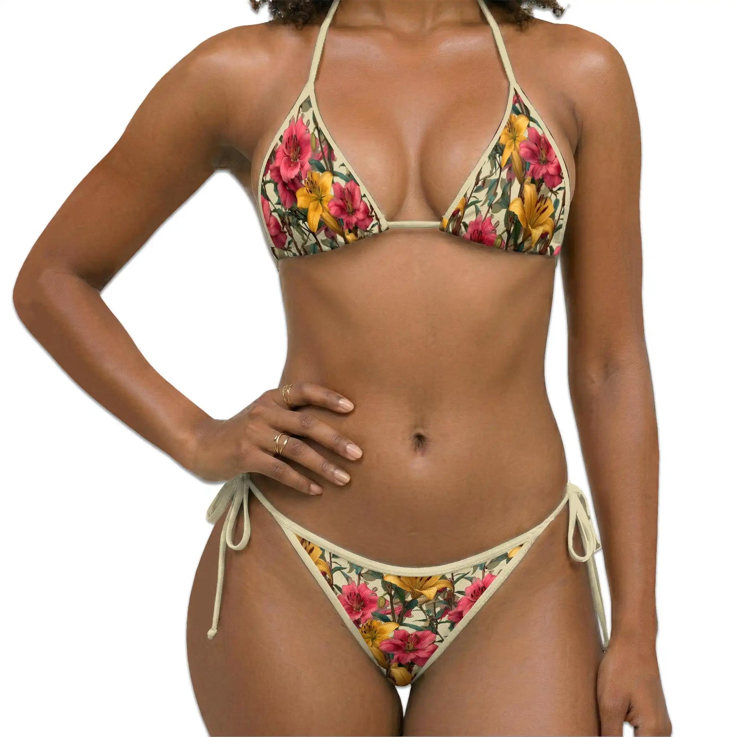 Lilium Bikini Set for Women, Two Piece Swimsuit, Floral Botanical Beachwear | Azhawaiian