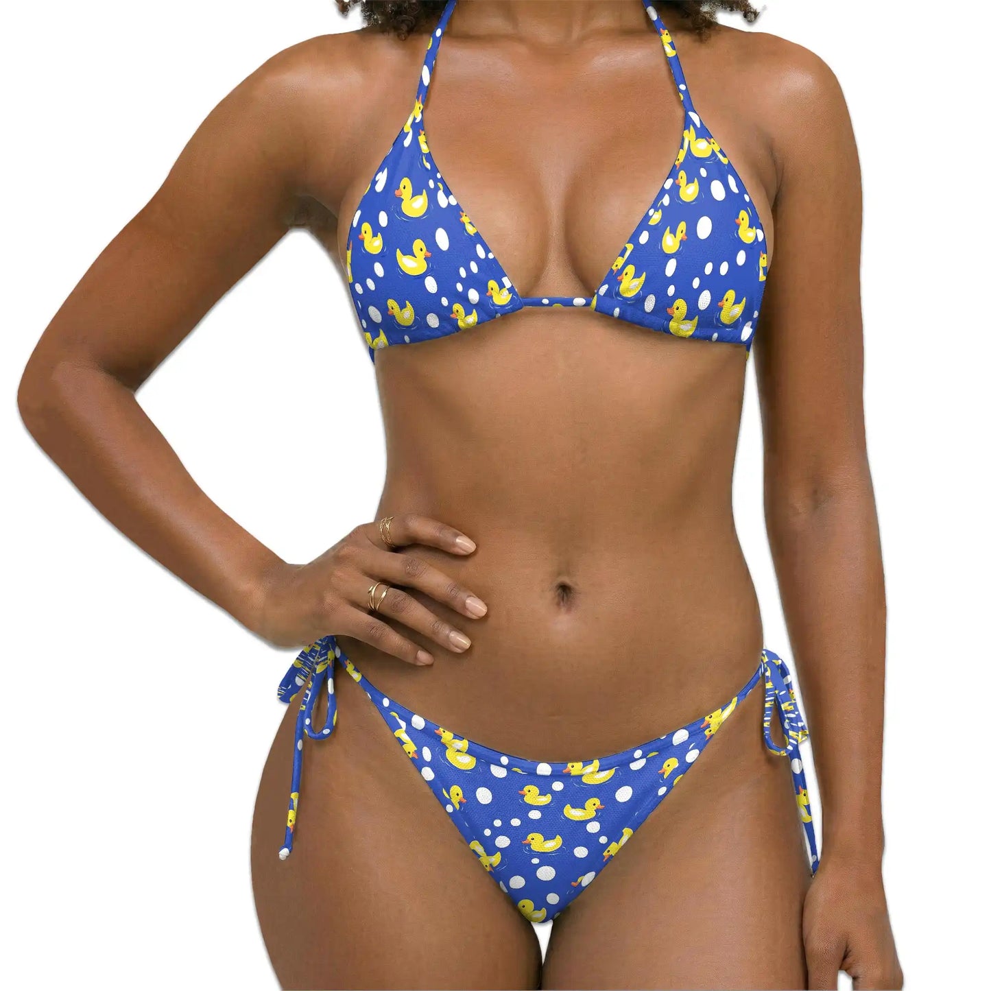 Duck Yellow Pattern Bikini Set for Women, Two Piece Swimsuit, Cute Duck Beachwear | Azhawaiian