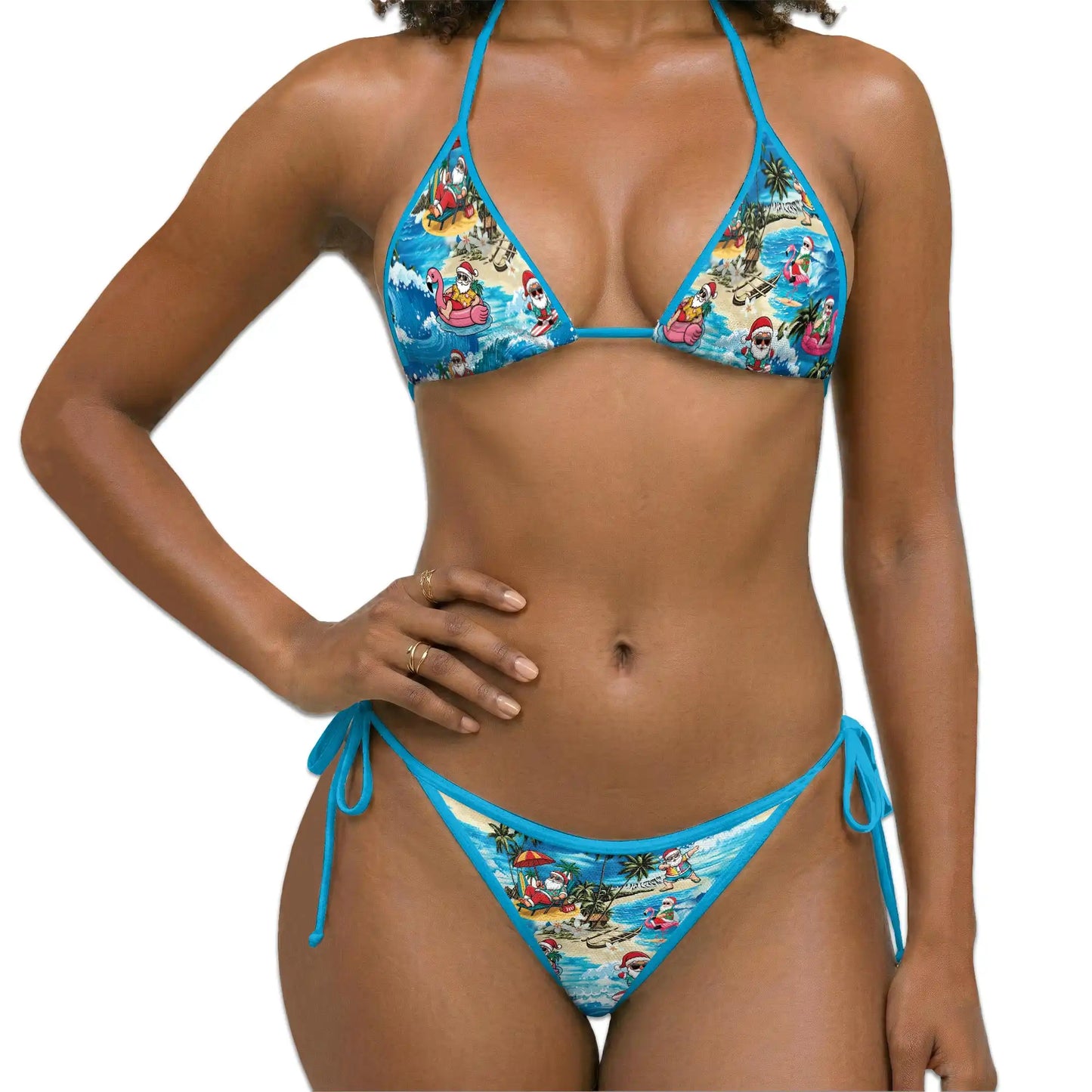 Surfing Santa Claus Bikini Set for Women, Two Piece Swimsuit, Craft Beachwear | Azhawaiian