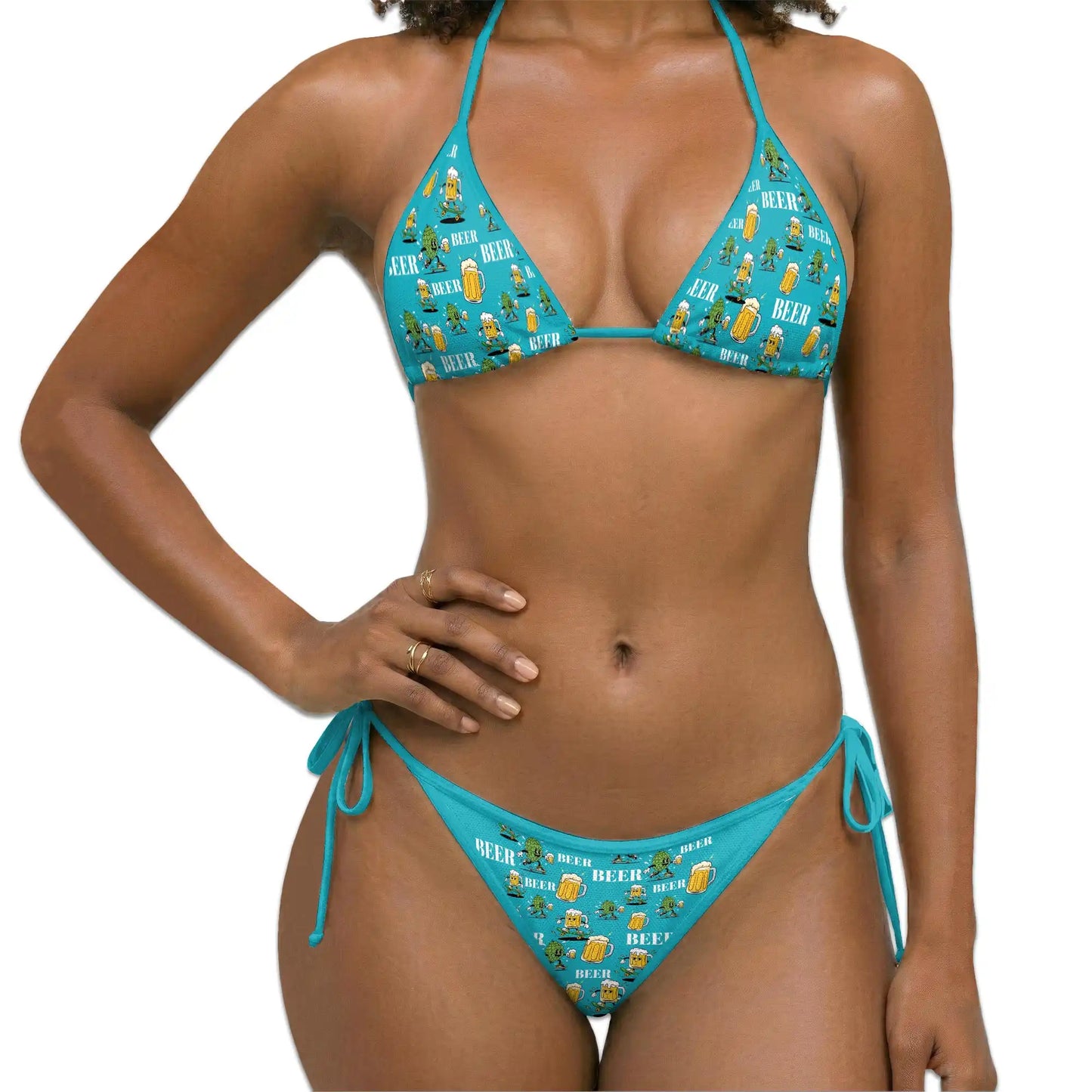 Funny Beer Bikini Set for Women, Two Piece Swimsuit, Beer Lover Beachwear | Azhawaiian