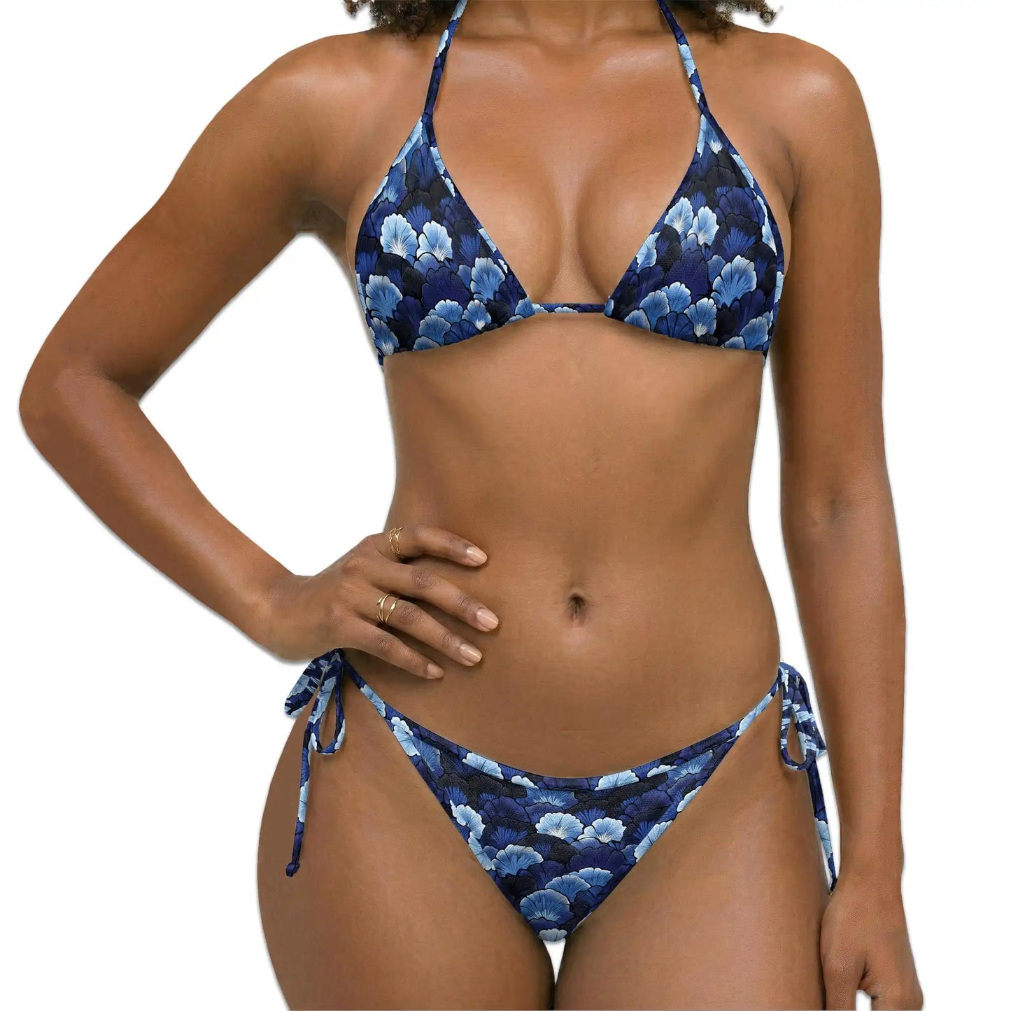 Ginkgo Leaves Bikini Set for Women, Two Piece Swimsuit, Elegant Botanical Beachwear | Azhawaiian