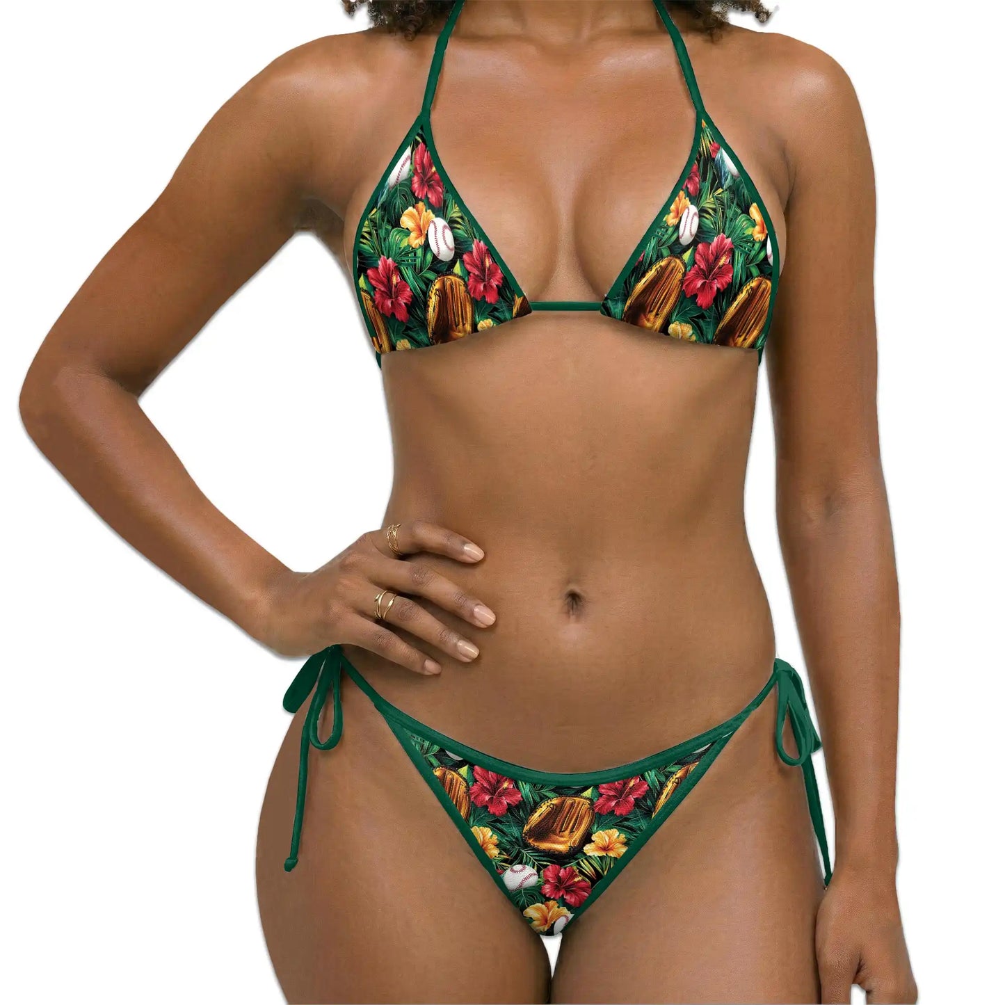 Baseball Bikini Set for Women, Two Piece Swimsuit, Tropical Sports Beachwear | Azhawaiian
