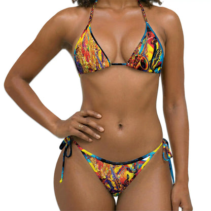 Colorful Saxophone Bikini Set for Women, Two Piece Swimsuit, Jazz Music Beachwear | Azhawaiian