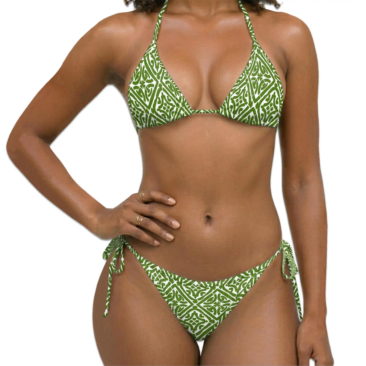 Green Celtic Bikini Set for Women, Two Piece Swimsuit, Celtic Pattern Beachwear | Azhawaiian
