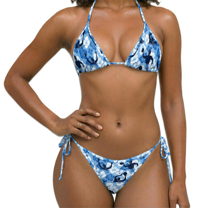 Water Polo Bikini Set for Women, Two Piece Swimsuit, Tropical Sports Beachwear | Azhawaiian