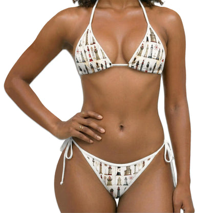 Lighthouse Bikini Set for Women, Two Piece Swimsuit, Coastal Nautical Beachwear | Azhawaiian