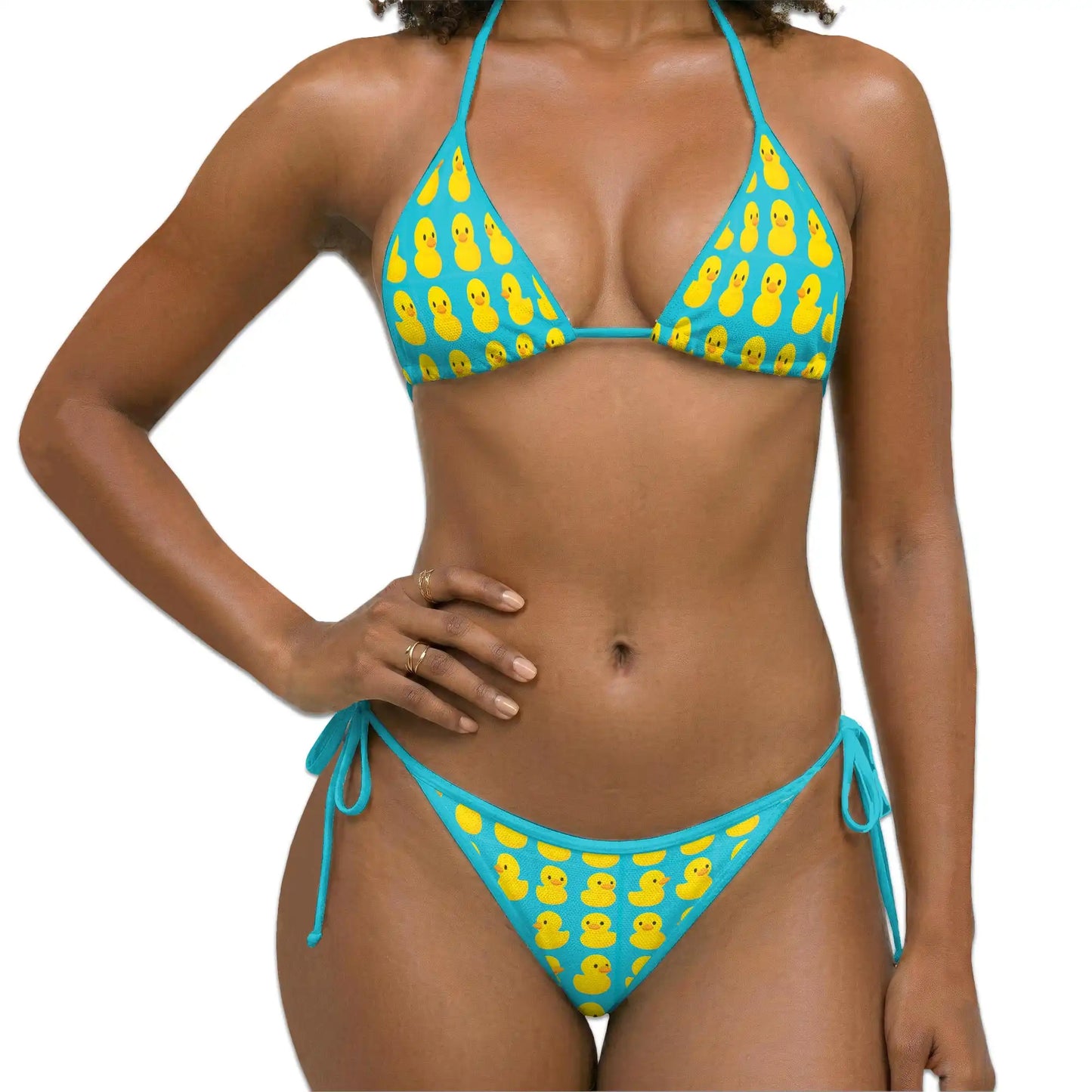 Yellow Duck Pattern Bikini Set for Women, Two Piece Swimsuit, Cute Animal Beachwear | Azhawaiian