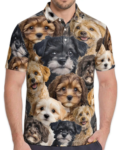Schnoodle Dog 3D Polo Shirt for Men, Cute Puppy Design | Azhawaiian
