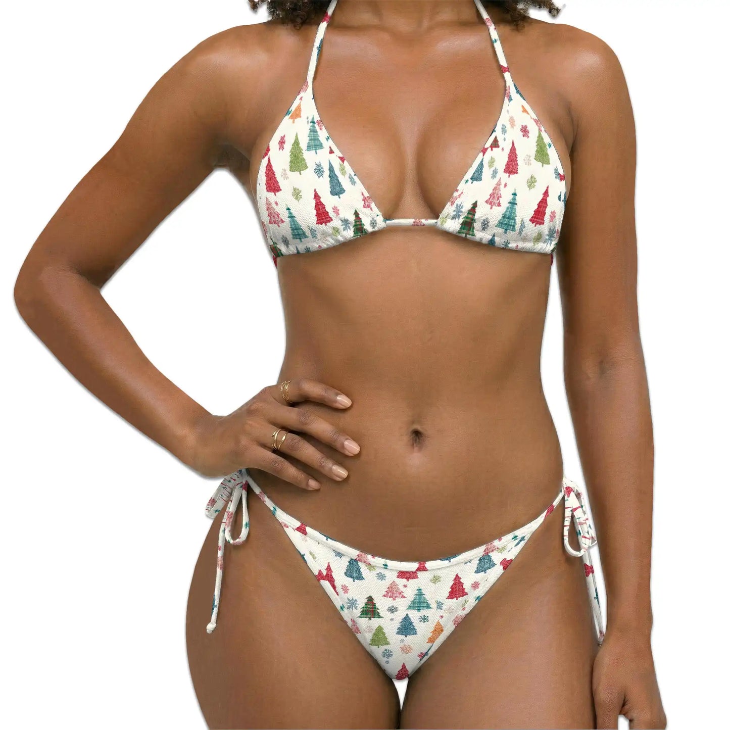 Christmas Tree Bikini Set for Women, Two Piece Swimsuit, Holiday Beachwear | Azhawaiian