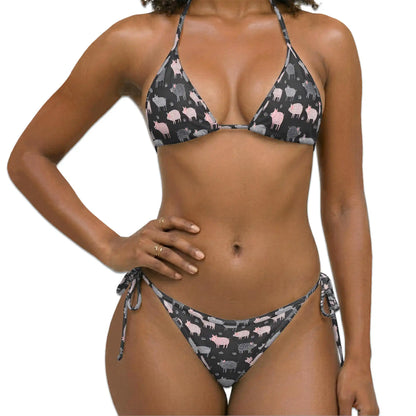 Rustic Pig Bikini Set for Women, Two Piece Swimsuit, Farm Animal Beachwear | Azhawaiian