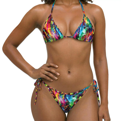 Rainbow Guitar Bikini Set for Women, Two Piece Swimsuit, Colorful Music Beachwear | Azhawaiian