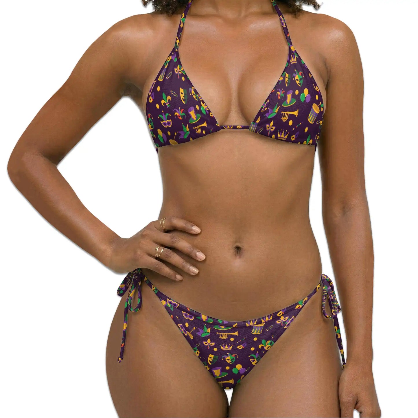 Mardi Gras Party Bikini Set for Women, Two Piece Swimsuit, Carnival Festival Beachwear | Azhawaiian