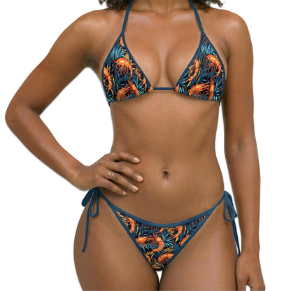 Shrimp Seafood Bikini Set for Women, Two Piece Swimsuit, Coastal Ocean Beachwear | Azhawaiian