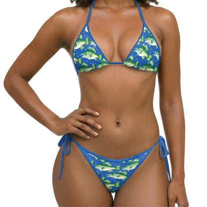 Seabass Fish Bikini Set for Women, Two Piece Swimsuit, Fishing Lake Beachwear | Azhawaiian