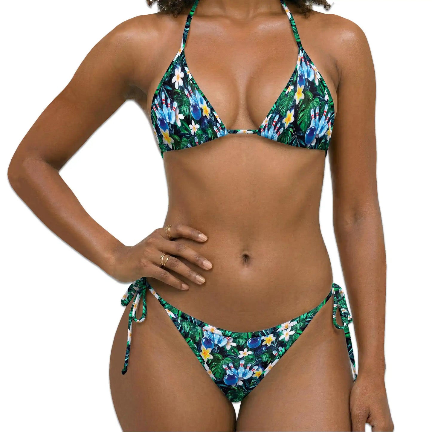 Bowling Ball Bikini Set for Women, Two Piece Swimsuit, Tropical Sport Beachwear | Azhawaiian