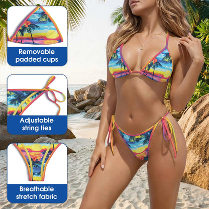 Sunset Beach Bikini Set for Women, Two Piece Swimsuit, Tropical Beachwear|Azhawaiian