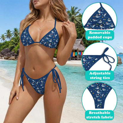 Shark Pirates Bikini Set for Women, Two Piece Swimsuit, Funny Ocean Beachwear | Azhawaiian