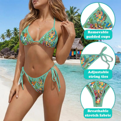 Funny Parrot Bikini Set for Women, Two Piece Swimsuit, Tropical Bird Beachwear | Azhawaiian
