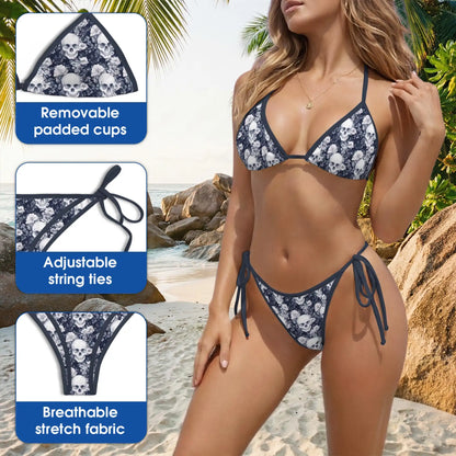 Gothic Skull Bikini Set for Women, Two Piece Swimsuit, Edgy Beachwear | Azhawaiian