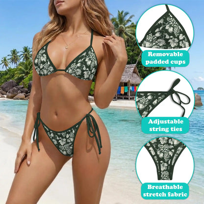 Grape Bikini Set for Women, Two Piece Swimsuit, Botanical Fruit Beachwear | Azhawaiian