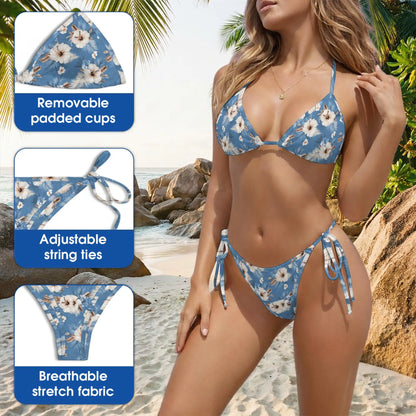 Roselle Bikini Set for Women, Two Piece Swimsuit, Floral Beachwear | Azhawaiian