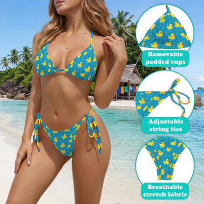 Lovely Duck Bikini Set for Women, Two Piece Swimsuit, Playful Animal Beachwear | Azhawaiian