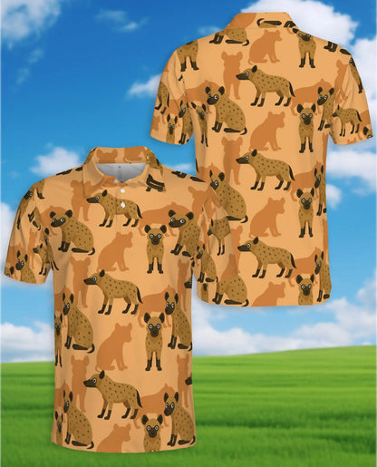 Hyena Polo Shirt, African Wildlife Print | Azhawaiian