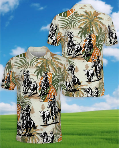 Cowboy Rodeo Cattle 3D Polo Shirt for Men | Azhawaiian
