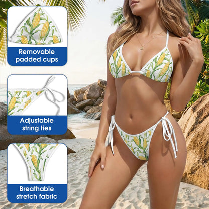 Funny Corn Bikini Set, Farm Food Two Piece Swimsuit | Azhawaiian