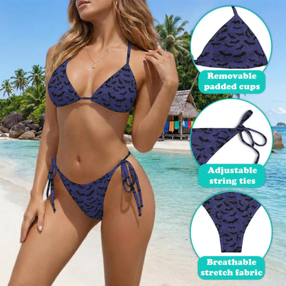 Halloween Bat Bikini Set for Women, Two Piece Swimsuit, Spooky Night Beachwear | Azhawaiian