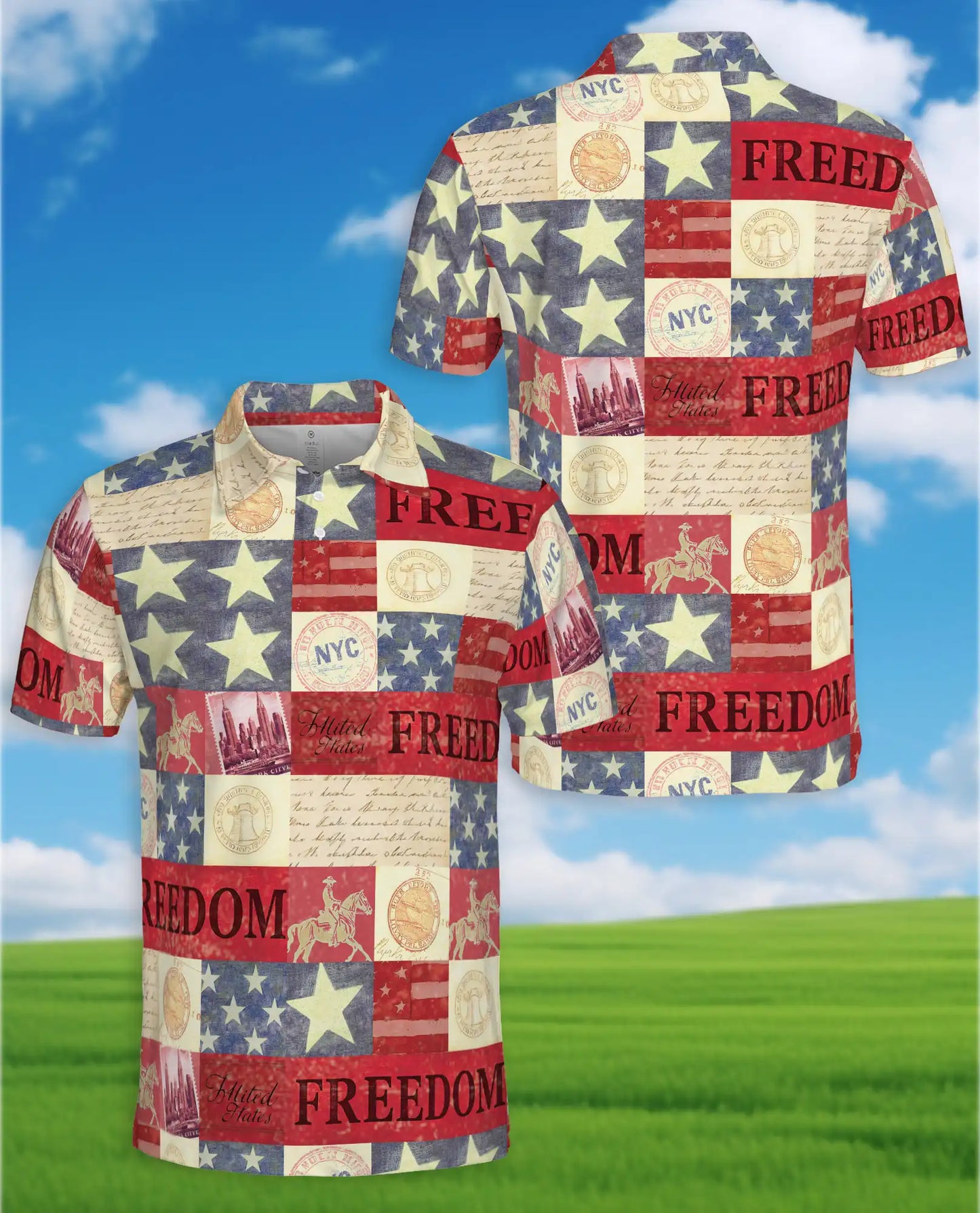 Independence Day Patriotic Polo Shirt for Men | Azhawaiian