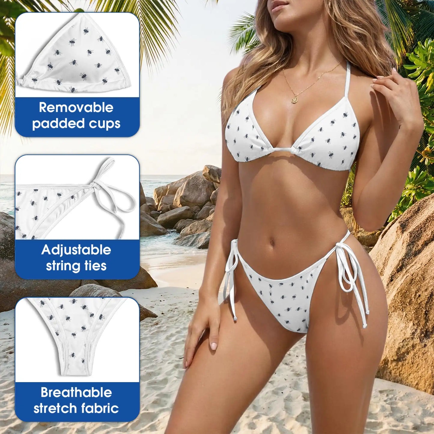 Housefly Bikini Set, Minimal Insect Two Piece Swimsuit | Azhawaiian