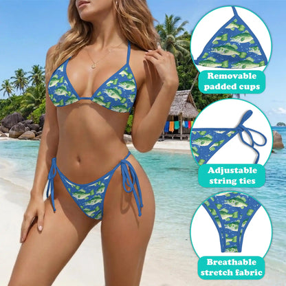 Seabass Fish Bikini Set for Women, Two Piece Swimsuit, Fishing Lake Beachwear | Azhawaiian