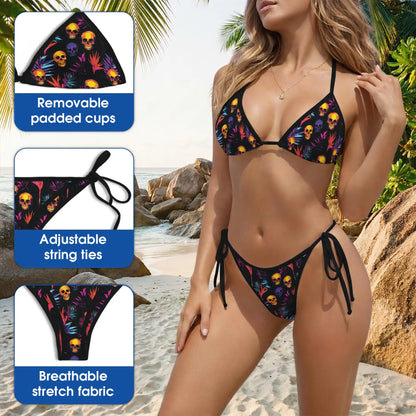 Spooky Skull Bikini Set, Halloween Gothic Two Piece Swimsuit | Azhawaiian