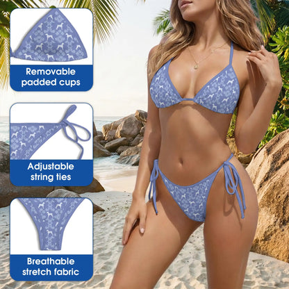 Boxer Dog Bikini Set, Minimal Dog Lover Two Piece Swimsuit | Azhawaiian