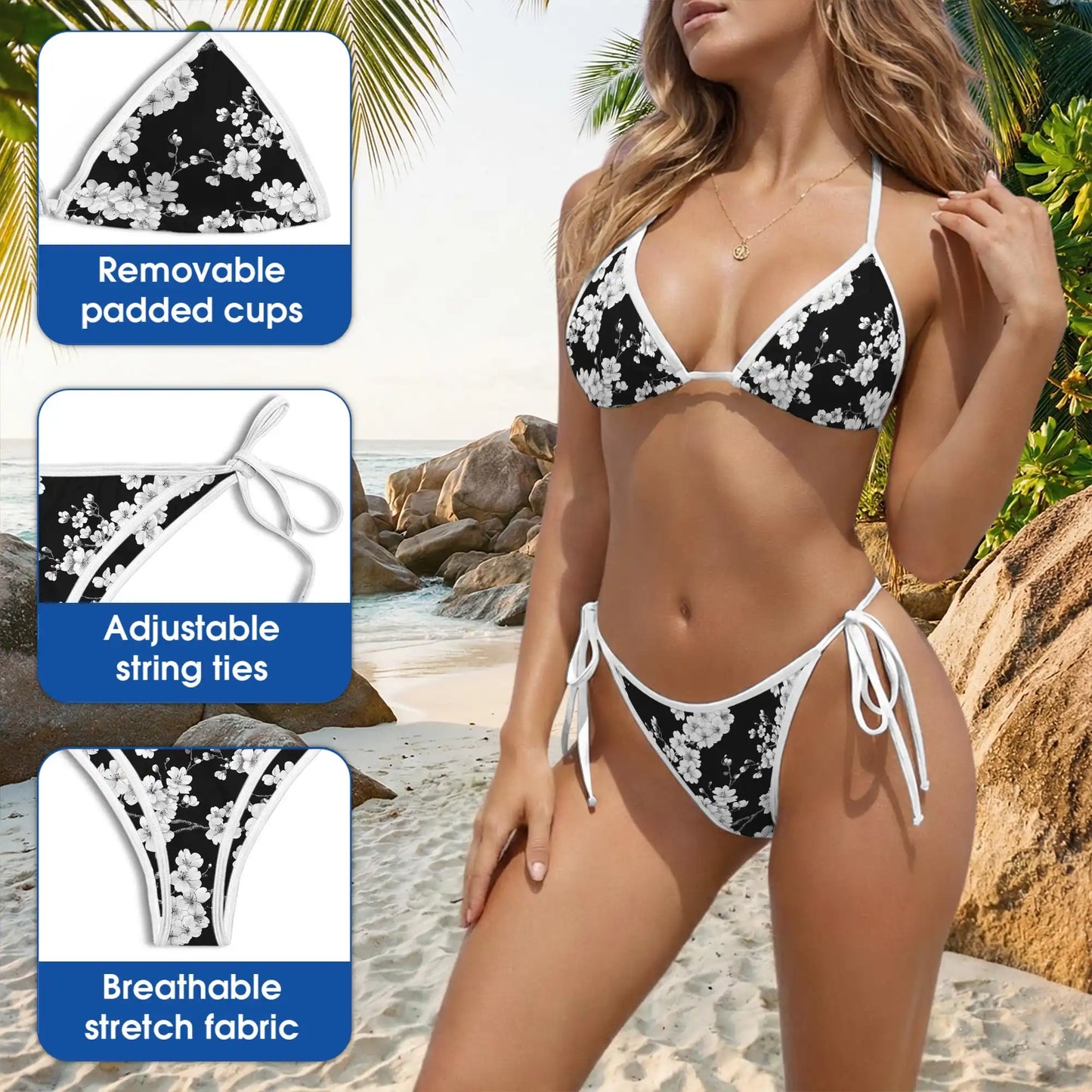 Sakura Cherry Blossom Bikini Set, Floral Two Piece Swimsuit | Azhawaiian