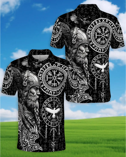 Viking Warrior Polo Shirt for Men, Norse Mythology Style | Azhawaiian