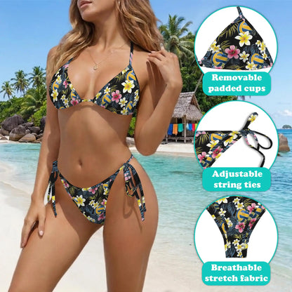 Volleyball Flower Bikini Set for Women, Two Piece Swimsuit, Tropical Sport Beachwear | Azhawaiian
