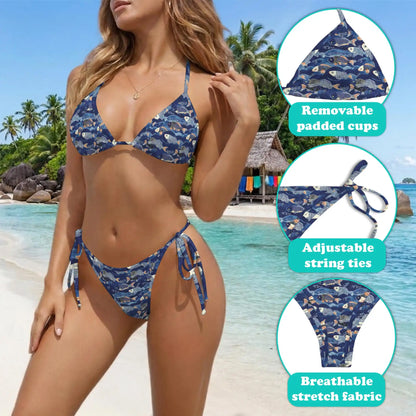 Japanese Fish Bikini Set for Women Two Piece Swimsuit, Ocean Fish Print | Azhawaiian