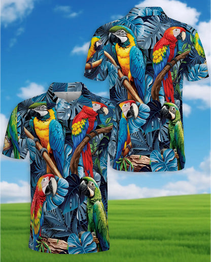 Tropical Parrot Polo Shirt - Colorful Macaw Jungle Style | Azhawaiian